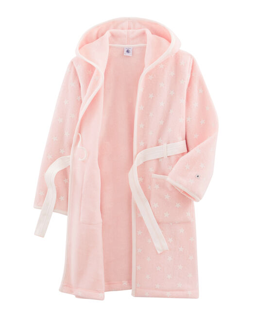 Bata de casa infantil de polar rosa MINOIS/blanco MARSHMALLOW