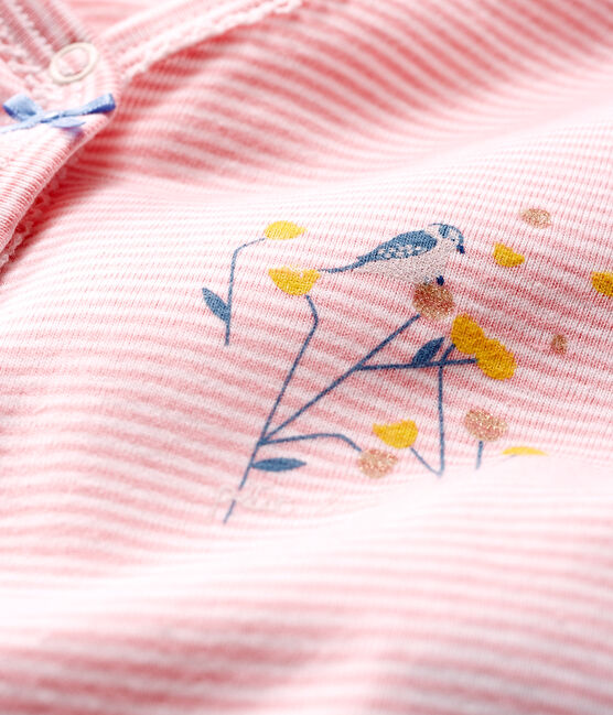 Pijama sin pies de punto para bebé niña rosa CHARME/blanco MARSHMALLOW