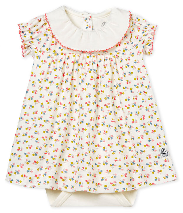 vestido body estampado para beb&eacute; ni&ntilde;a blanco/multicolor