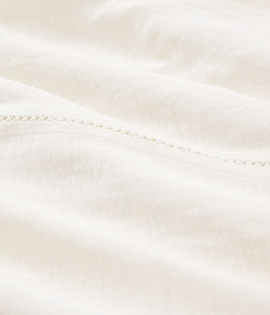 Camiseta manga corta de lino para mujer blanco MARSHMALLOW