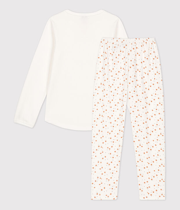 Pijama de algod&oacute;n para ni&ntilde;a blanco/multicolor