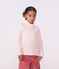 Camiseta infantil de cuello alto de algod&oacute;n a rayas rosa/rosa