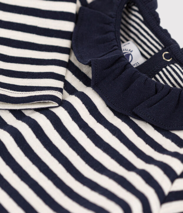 Blusa de t&uacute;bico de manga larga para beb&eacute; azul/crudo