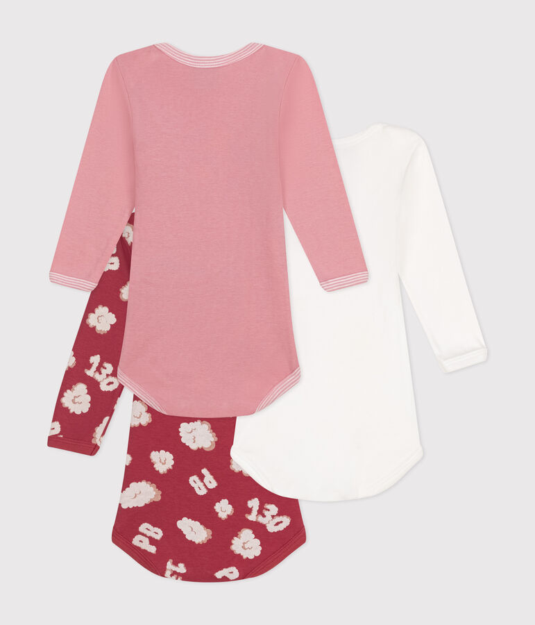 Juego de 3 bodis de beb&eacute; de manga larga de algod&oacute;n multicolor