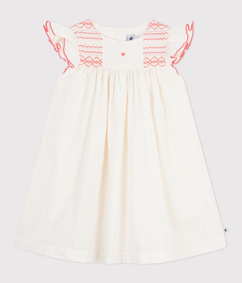 Vestido infantil de algod&oacute;n de manga corta blanco