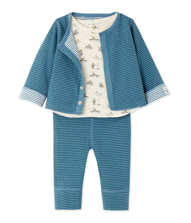 Conjunto 3 piezas para beb&eacute; ni&ntilde;o verde/azul