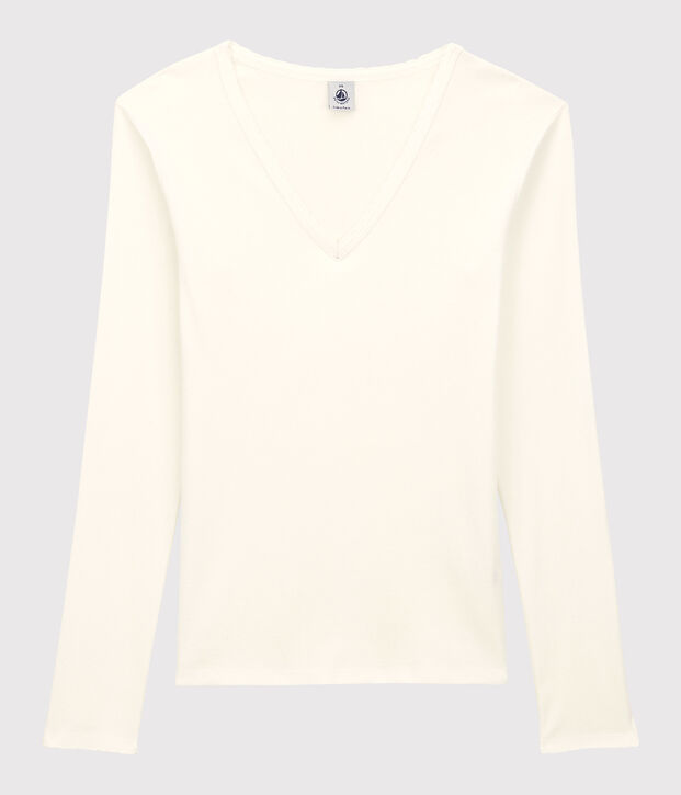 Camiseta ICONICA de punto cocotte de algod&oacute;n para mujer blanco