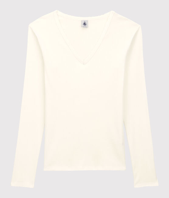 Camiseta ICONICA de punto «cocotte» de algodón para mujer blanco ECUME