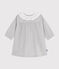 Vestido liso de franela de manga larga con cuello para bebé gris FUMEE CHINE