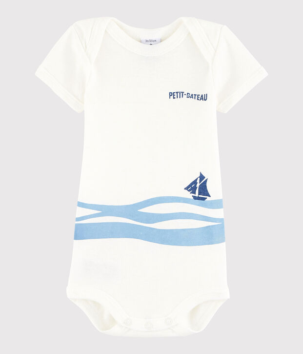 Bodi de manga corta de beb&eacute; ni&ntilde;a/ni&ntilde;o blanco/azul