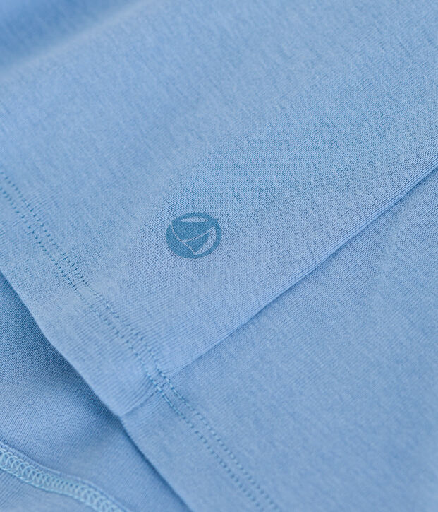 Camiseta lisa Ic&oacute;nica de algod&oacute;n con punto cocotte para mujer azul