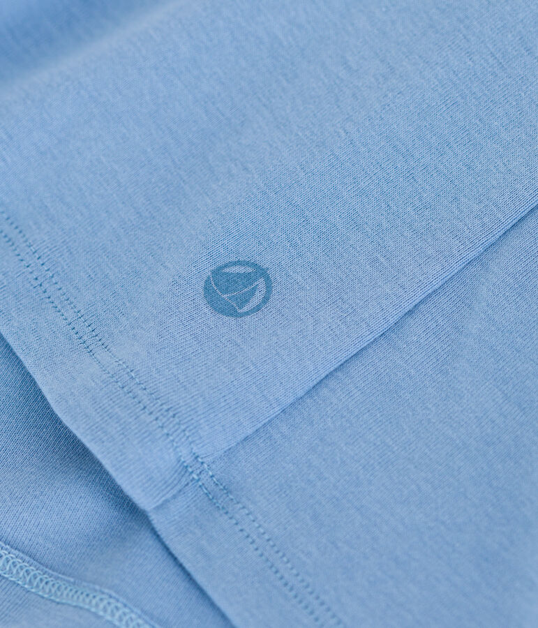 Camiseta lisa Ic&oacute;nica de algod&oacute;n con punto cocotte para mujer azul