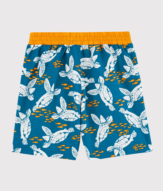 Short de baño reciclado de niño azul MYKONOS/crudo MULTICO