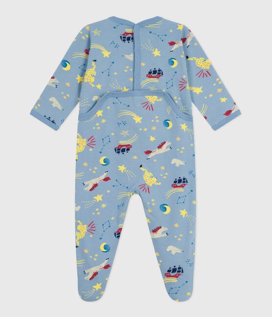 Pijama de felpa cepillada con abertura en la espalda y estampado para bebé ADRIATIC/ MARSHMALLOW