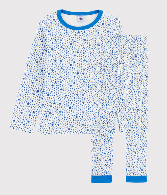 Pijama con estrellas azules de niño de túbico blanco MARSHMALLOW/blanco MULTICO