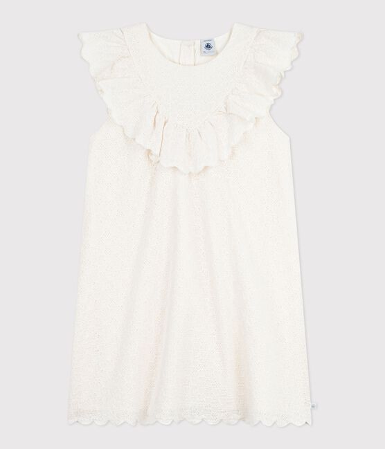 Vestido infantil de algodón de manga corta con estampado de corazones blanco MARSHMALLOW
