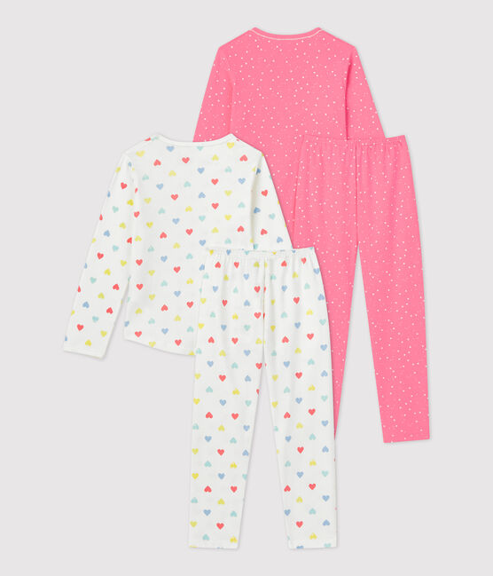 Juego de 2 pijamas con estampados de corazones y estrellas de niña de algodón variante 1