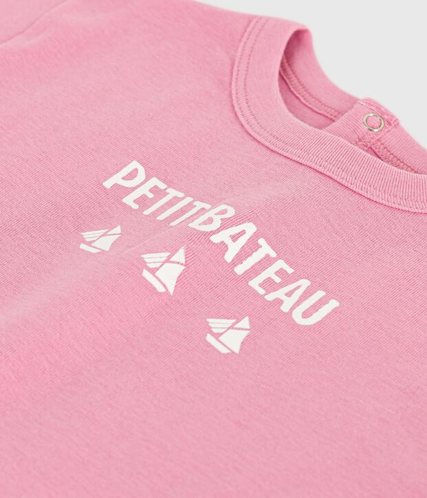 Camiseta de algod&oacute;n de manga corta con estampado de gato para beb&eacute; rosa