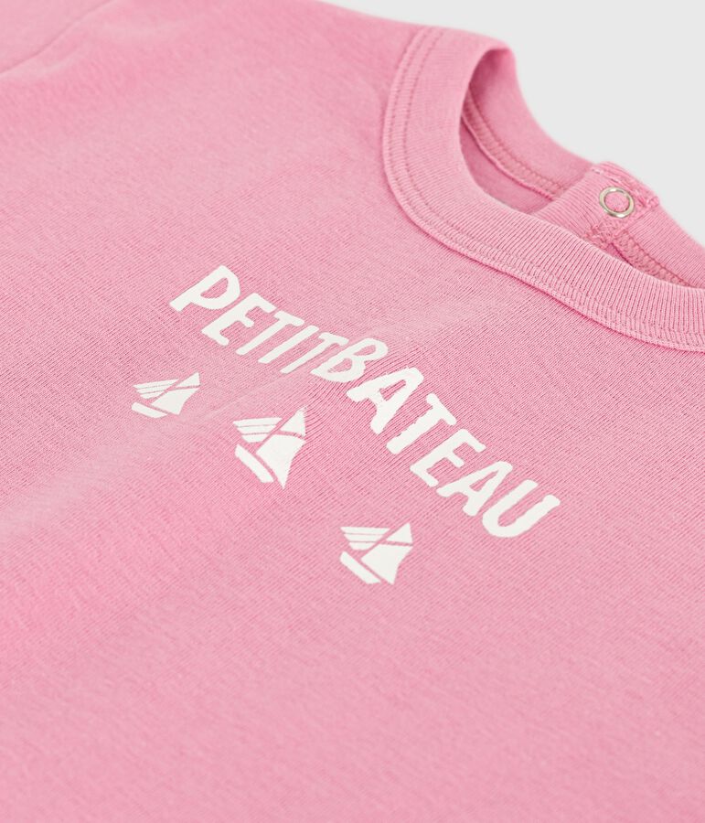 Camiseta de algod&oacute;n de manga corta con estampado de gato para beb&eacute; rosa