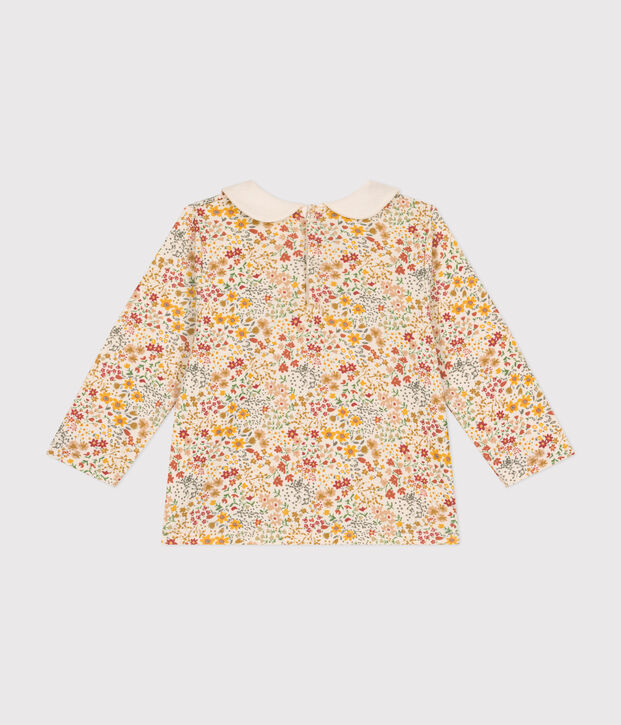 Blusa de algod&oacute;n con cuello para beb&eacute; crudo/multicolor