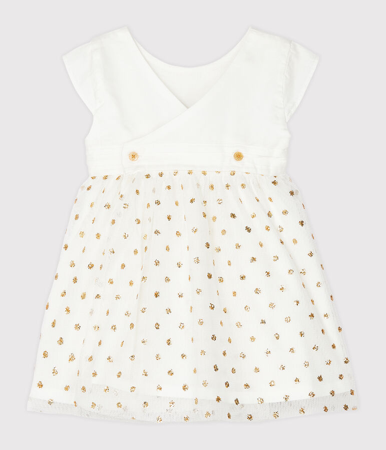 Vestido para beb&eacute; ni&ntilde;a blanco/amarillo