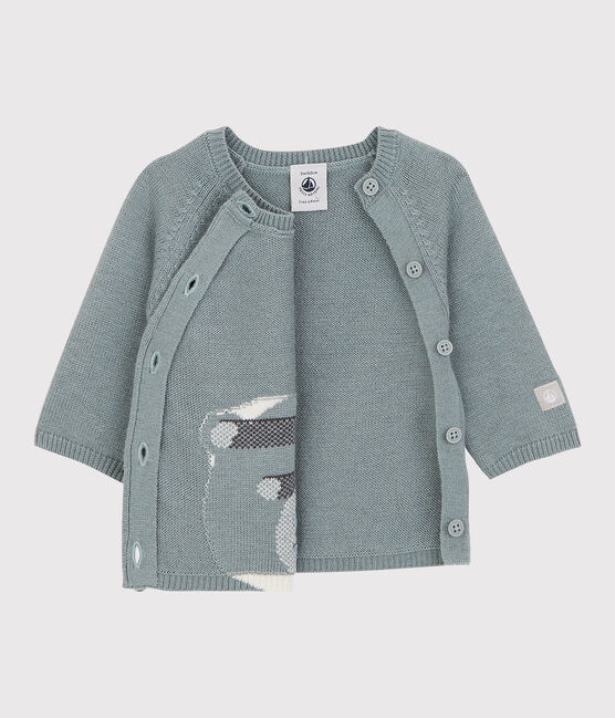 Cárdigan de ositos de bebé de tejido de punto de lana y algodón gris SEDUMBLUE