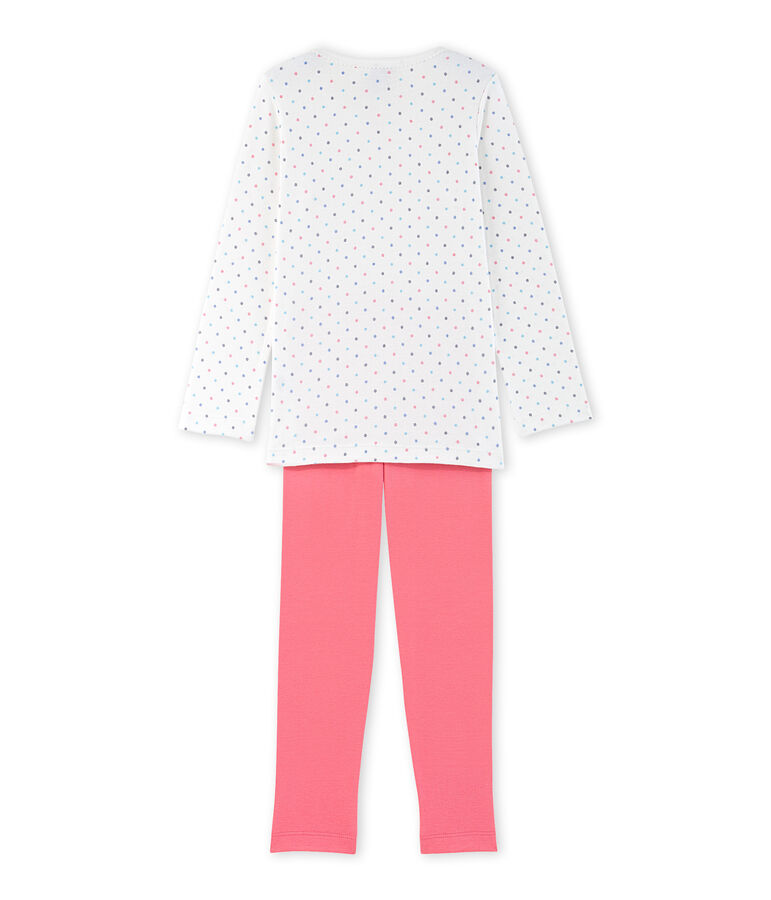 Pijama de lunares para ni&ntilde;a blanco/rosa/multicolor