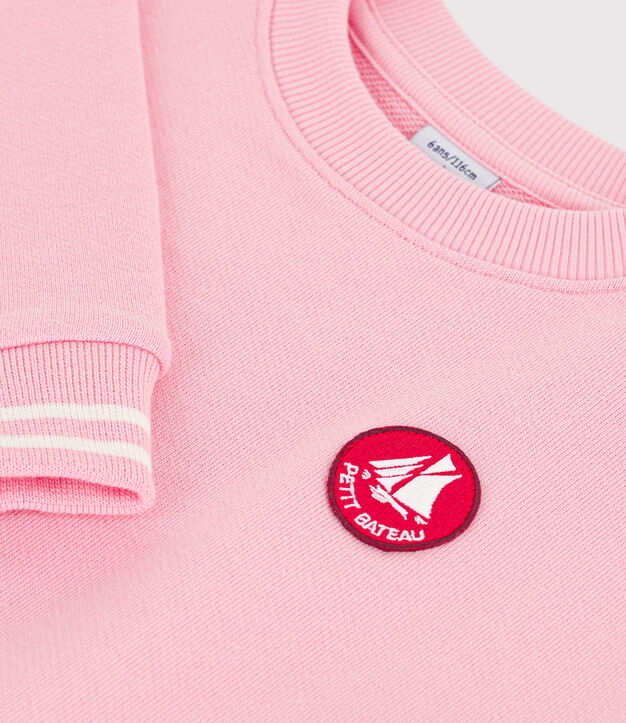 Sudadera infantil lisa de algod&oacute;n rosa