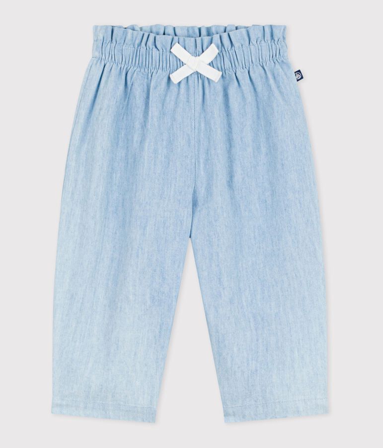 Pantal&oacute;n de chambray para beb&eacute; azul