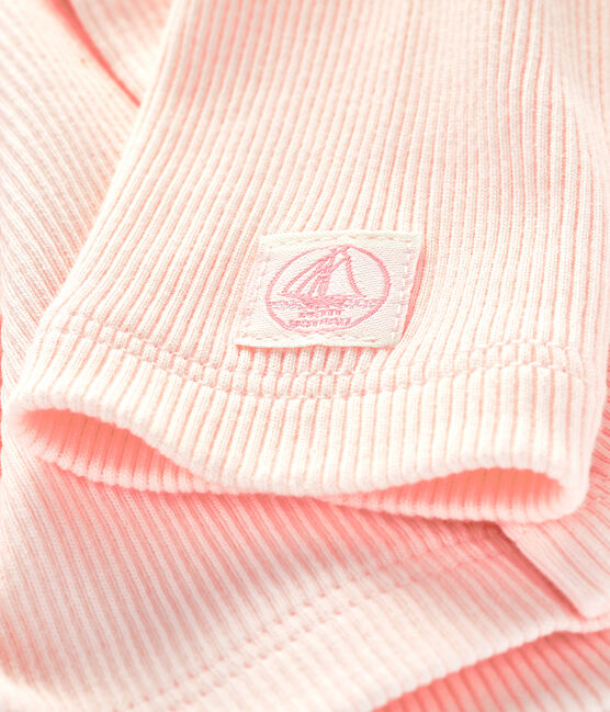 Cárdigan de canalé 2x2 para bebé rosa FLEUR