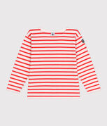 Marinera infantil unisex de algod&oacute;n de manga larga rosa/rojo