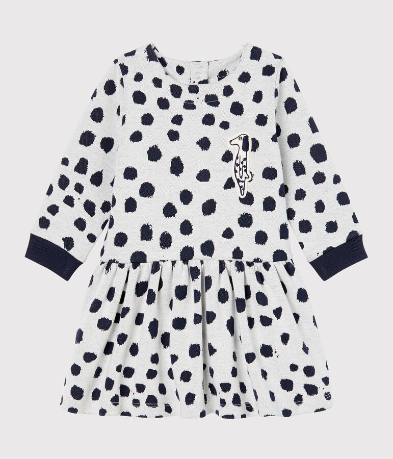 Vestido de manga larga Jean Jullien para beb&eacute; ni&ntilde;a blanco MARSHMALLOW/ DOTTIES
