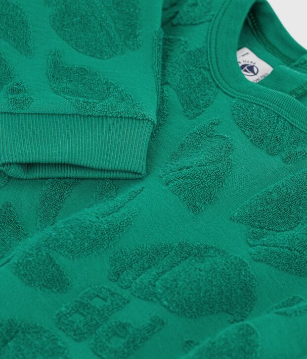 Sudadera de algod&oacute;n con capucha y estampado de palmeras para beb&eacute; verde