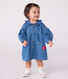 Vestido denim de manga larga con cuello para bebé