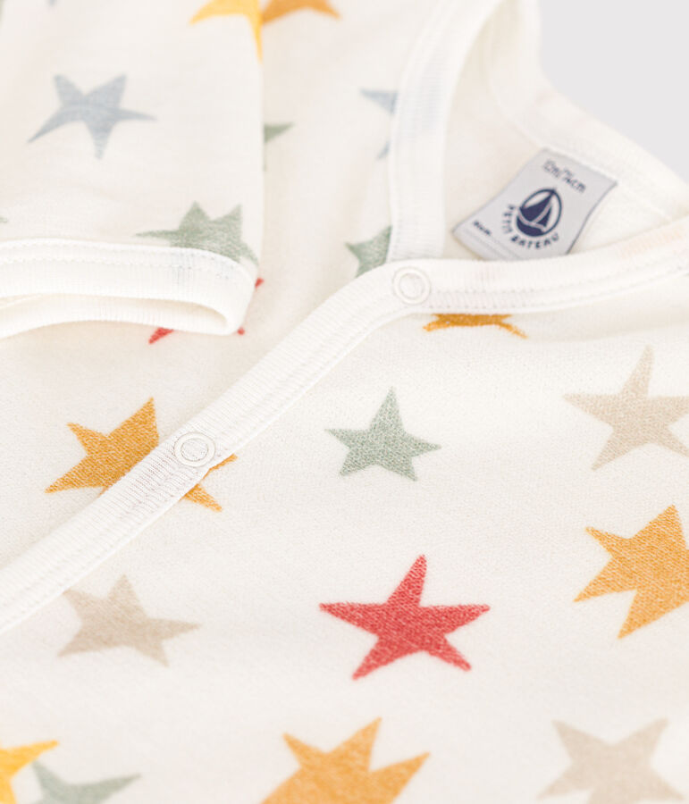 Pijama de terciopelo con estampado de estrellas para beb&eacute; blanco/multicolor