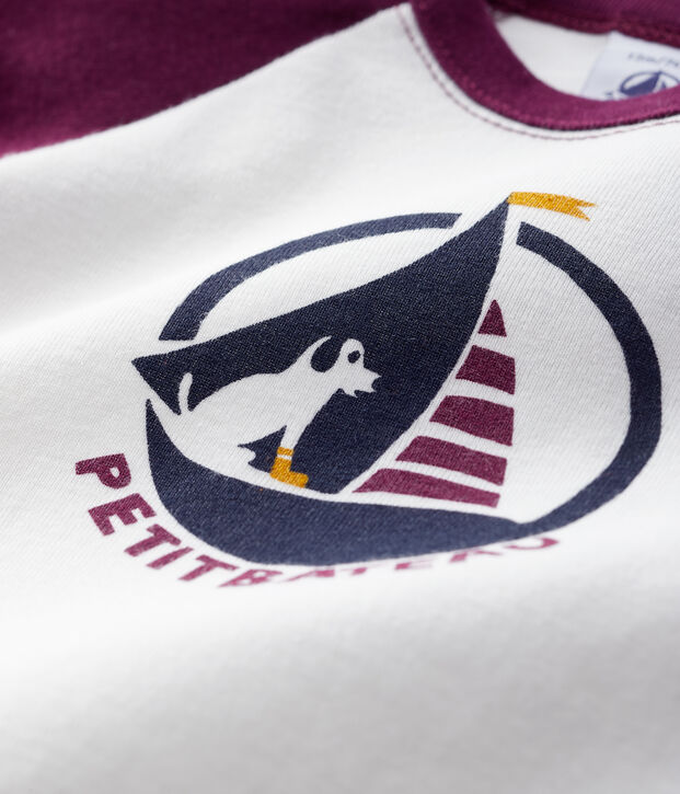 Camiseta para beb&eacute; ni&ntilde;o blanco/violeta