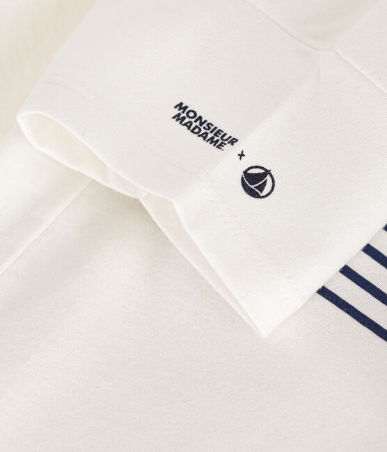 Camiseta Monsieur Madame de algodón de bebé blanco MARSHMALLOW