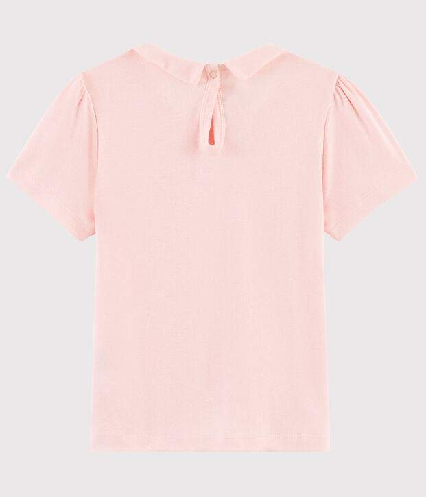 Camiseta de manga corta de algod&oacute;n de ni&ntilde;a rosa