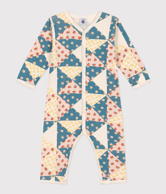 Pijama sin pies de algodón patchwork para bebé blanco AVALANCHE/ MULTICO