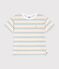 Camiseta infantil de manga corta de algod&oacute;n a rayas blanco/multicolor