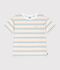 Camiseta infantil de manga corta de algod&oacute;n a rayas blanco/multicolor