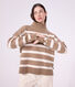 Jersey de cuello alto de lana y algod&oacute;n a rayas para mujer