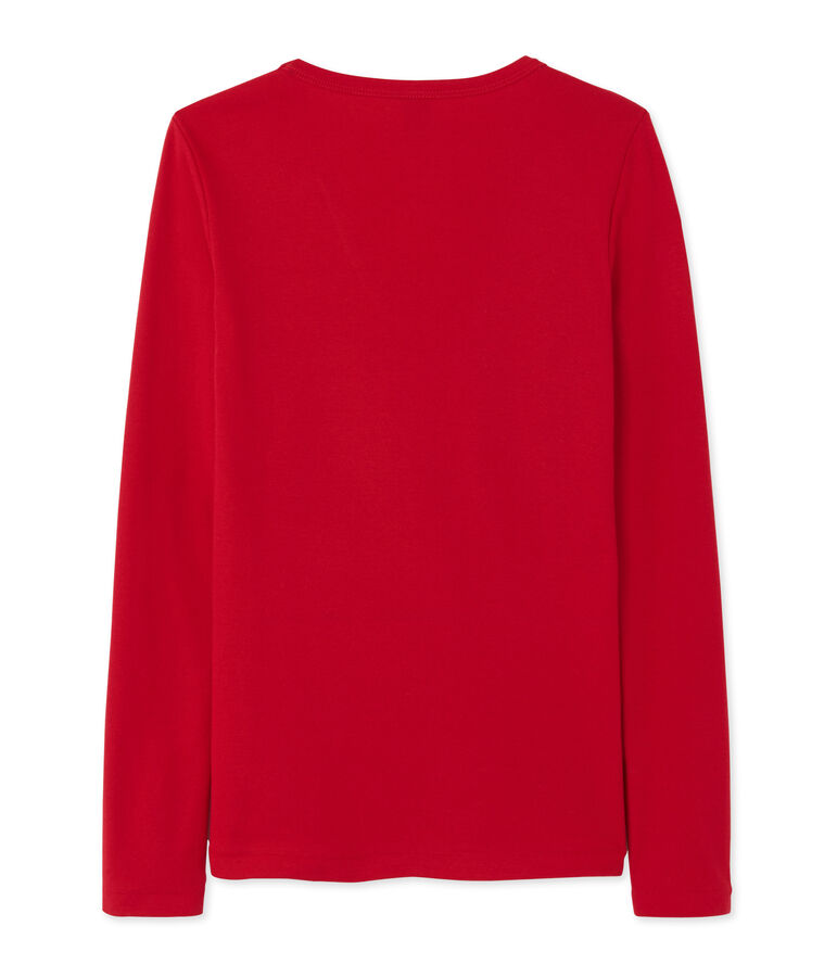 Camiseta de manga larga para mujer con cuello V rojo Mars