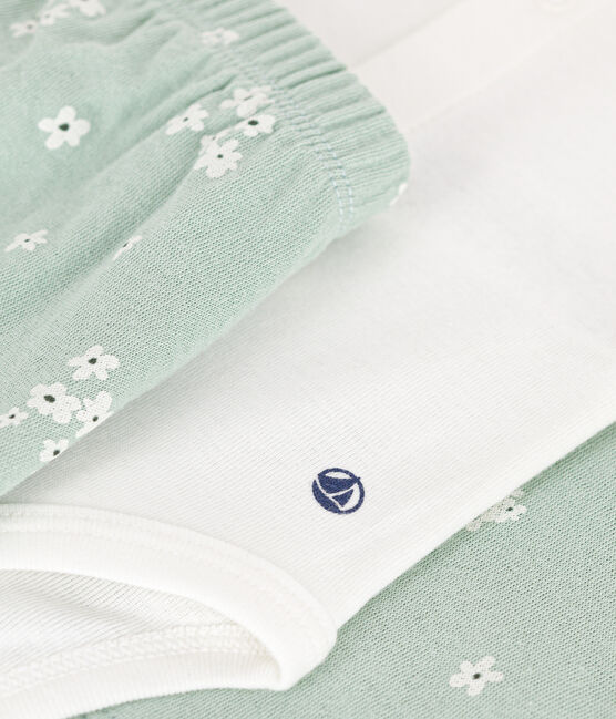 Conjunto de 3 piezas de túbico para bebé verde HERBIER/blanco MULTICO