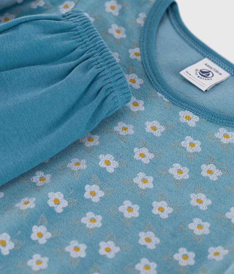 Camis&oacute;n de terciopelo con flor para ni&ntilde;a azul/multicolor