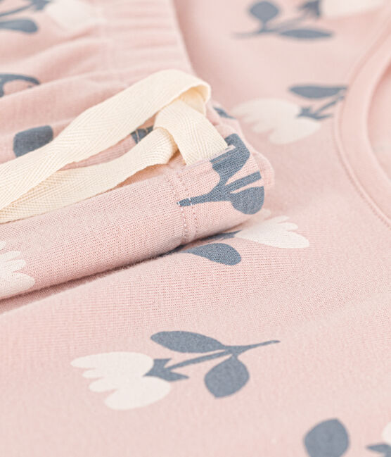 Pijama corto de algodón con tulipanes para mujer rosa SALINE/blanco MULTICO