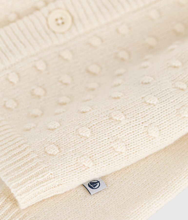 C&aacute;rdigan de beb&eacute; de punto de lana y nylon reciclado crudo