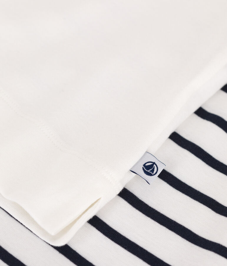 Pijama corto de algod&oacute;n con estampado de corazones para mujer blanco MARSHMALLOW/azul SMOKING