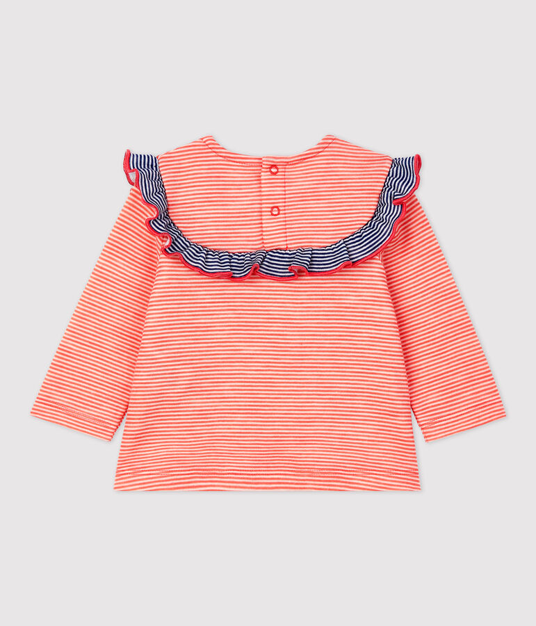 Blusa de lana y algod&oacute;n de beb&eacute; naranja/blanco