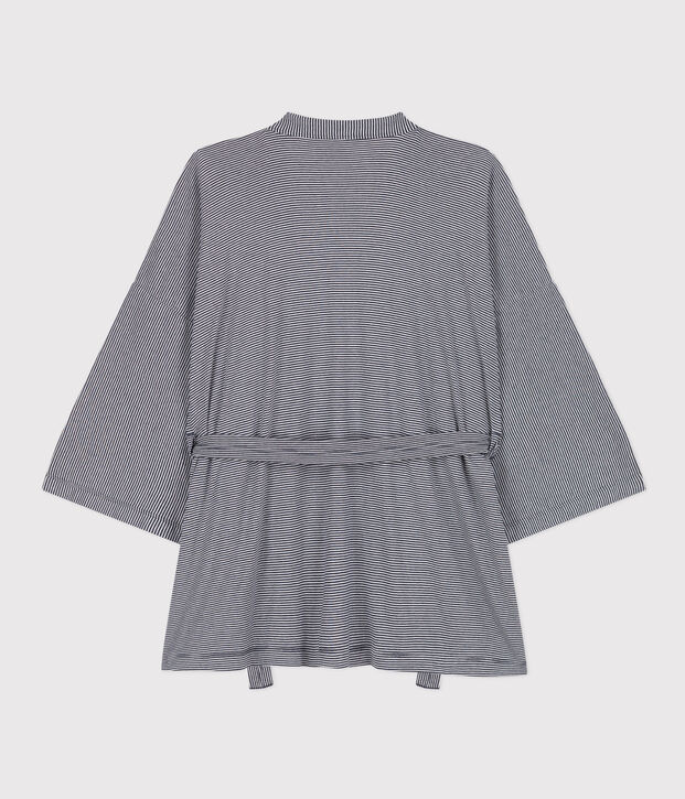 Quimono de rayas para mujer azul/blanco